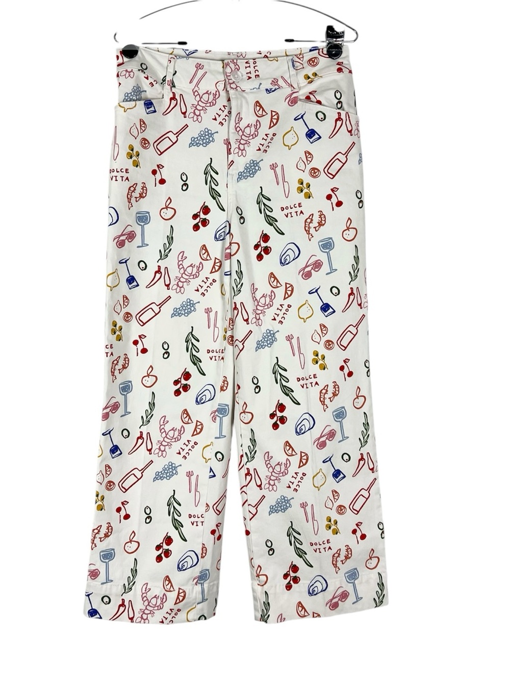 Bagatelle‎ Dolce Vita Crop Wide Leg Pants Size 8 Multi Color Novelty Print